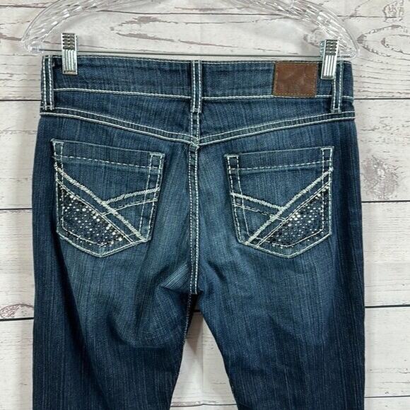 Buckle BKE Jeans Women 29 Blue Culture Crop Embellished Rhinestone Western Rodeo - Picture 7 of 12